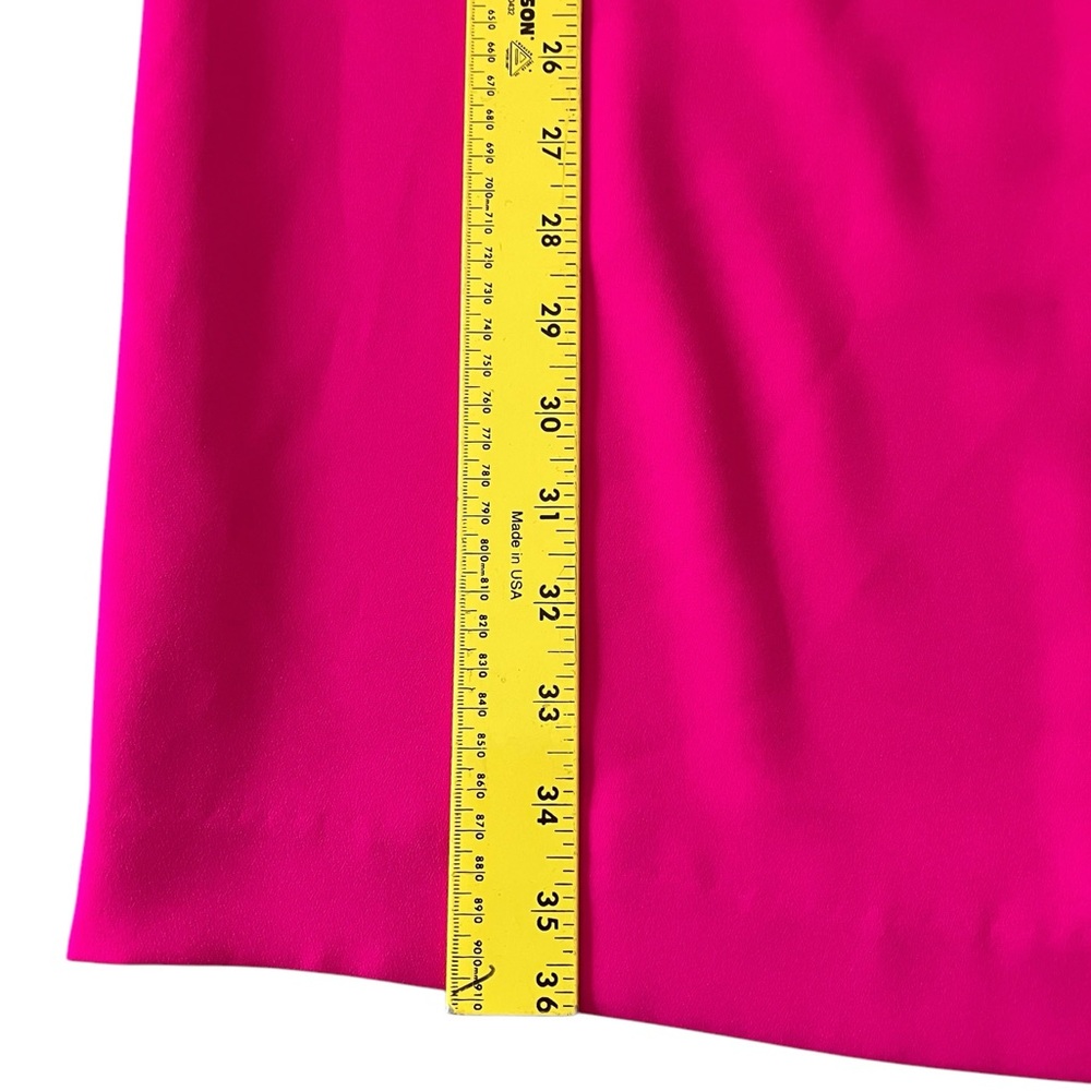 CeCe Hot Pink Shift Dress ¾ Sleeve Tie Round Neck Knee Length Size 10 - Picture 11 of 14